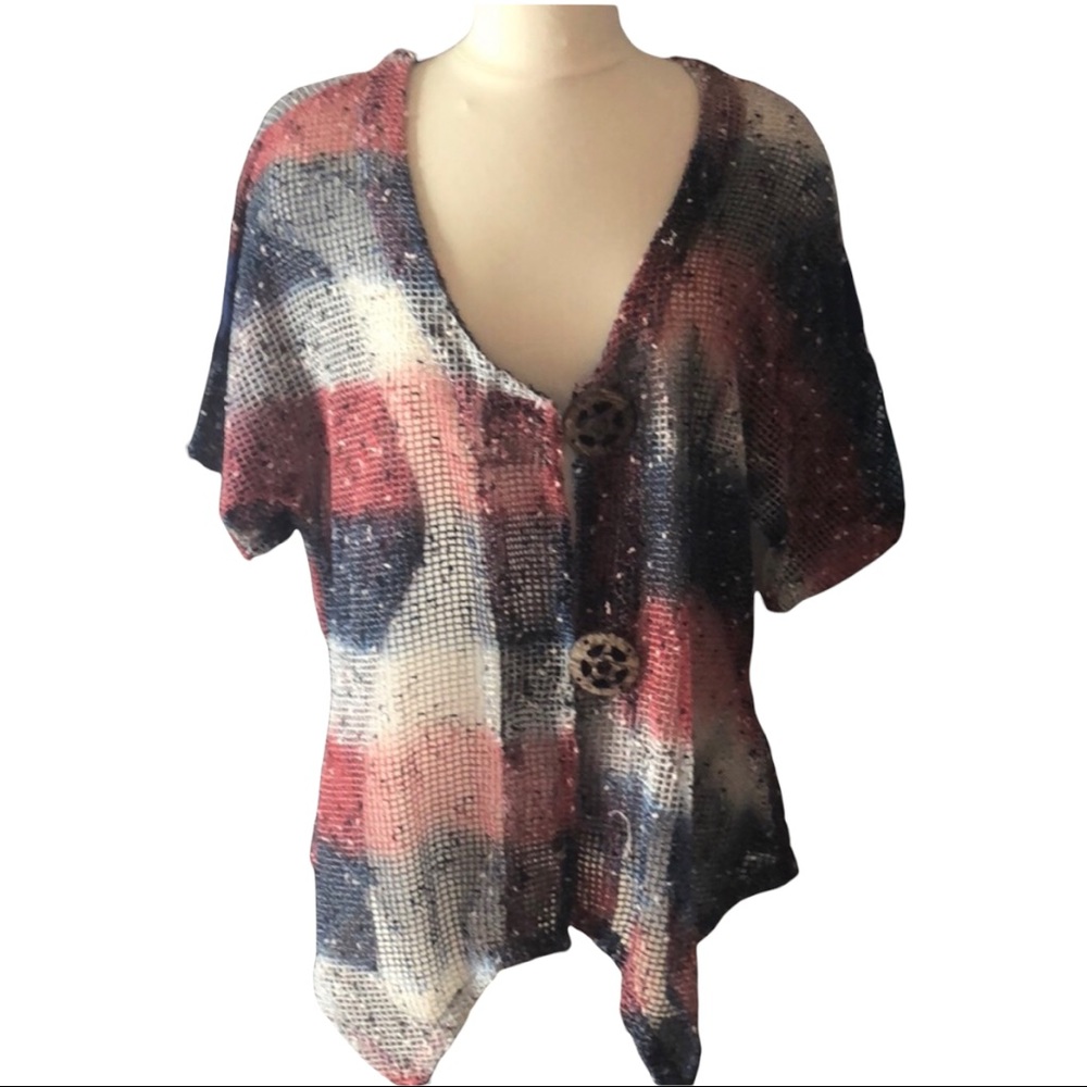 Catalog Favorites patriotic mesh red white blue size L‎ 4th of July cover up